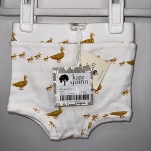 NWT Kate Quinn White and Retro Gold Duck Print Diaper Cover